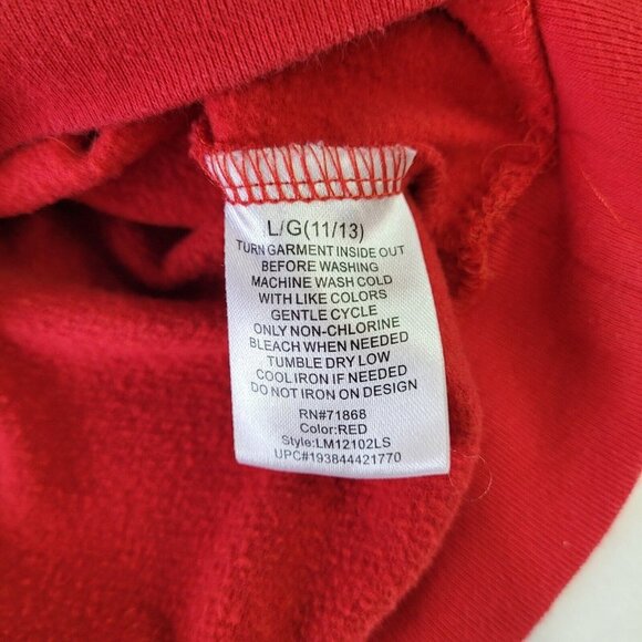 Looney Tunes Youth Large Red Sweatshirt All Characters Sleeve Graphic Crew Neck - Picture 4 of 8